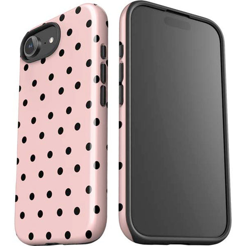 Pink and Black Polka Dots iPhone 16e Impact Case