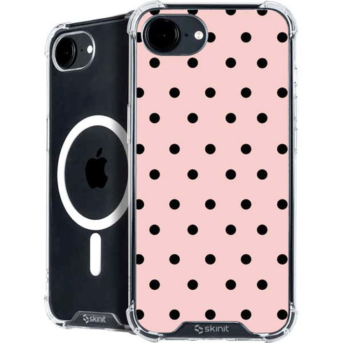 Pink and Black Polka Dots iPhone 16e MagSafe Case
