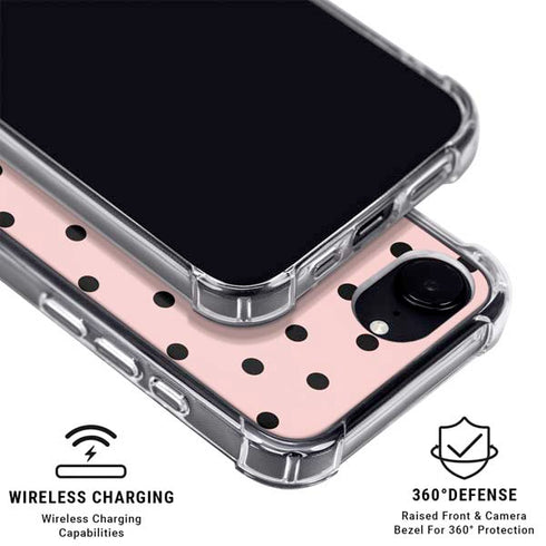 Pink and Black Polka Dots iPhone 16e MagSafe Case