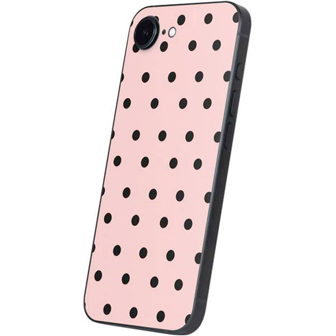 Pink and Black Polka Dots iPhone 16e Skin