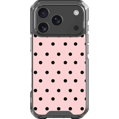 Pink and Black Polka Dots iPhone 18 Pro Clear Case