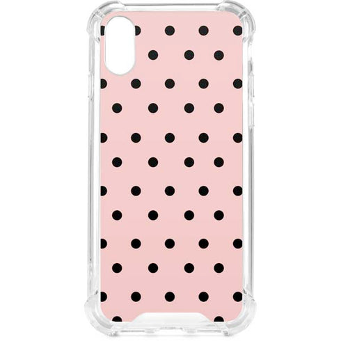 Pink and Black Polka Dots iPhone XS Clear Case