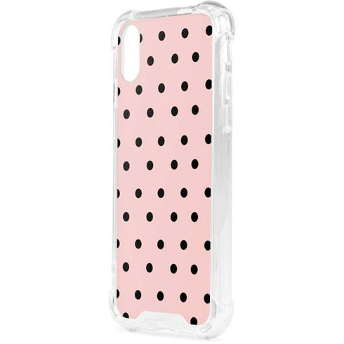 Pink and Black Polka Dots iPhone XS Clear Case