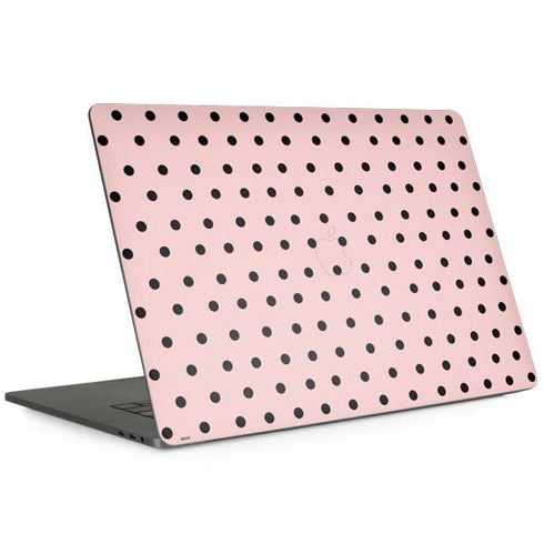 Pink and Black Polka Dots MacBook Skins