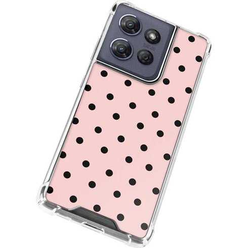 Pink and Black Polka Dots Moto G 5G (2025) Clear Case