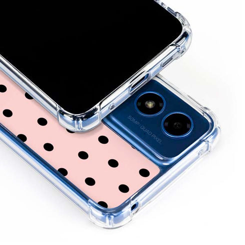 Pink and Black Polka Dots Moto G 5G (2024) Clear Case