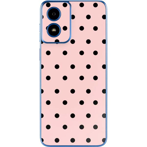 Pink and Black Polka Dots Moto G Play 4G (2024) Skin