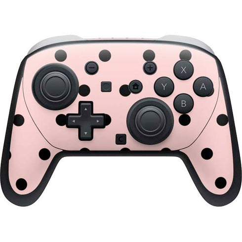 Pink and Black Polka Dots Nintendo Switch 2 (2025) Pro Controller Skin