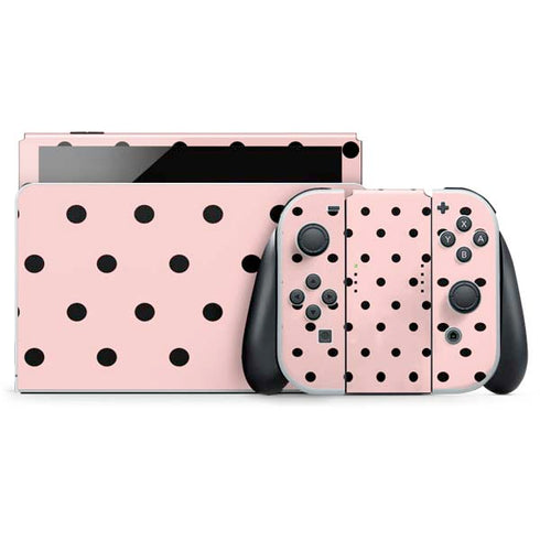 Pink and Black Polka Dots Nintendo Skins