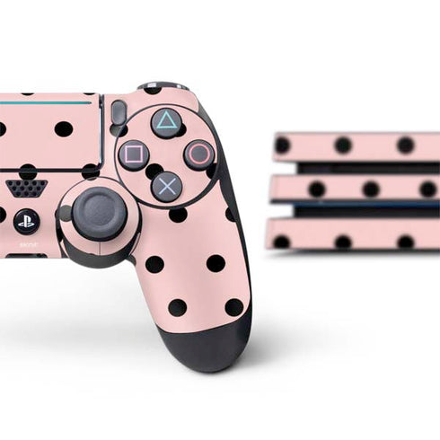 Pink and Black Polka Dots PS4 Pro Bundle Skin