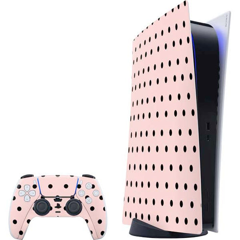 Pink and Black Polka Dots PlayStation PS5 Skins