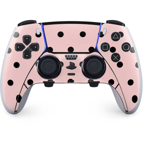 Pink and Black Polka Dots PS5 DualSense Edge Pro Controller Skin