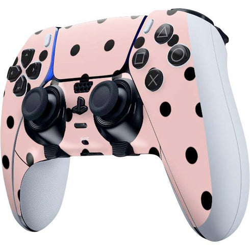 Pink and Black Polka Dots PS5 DualSense Edge Pro Controller Skin