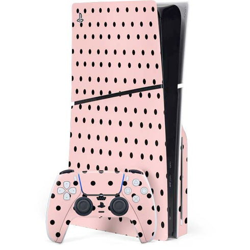 Pink and Black Polka Dots PlayStation PS5 Skins