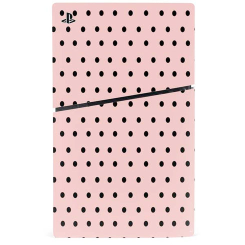 Pink and Black Polka Dots PS5 Slim Digital Edition Console Skin