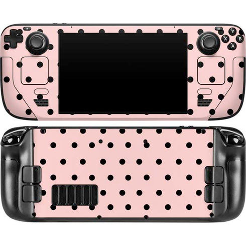 Pink and Black Polka Dots Steam Deck Handheld Gaming Computer OLED Skin