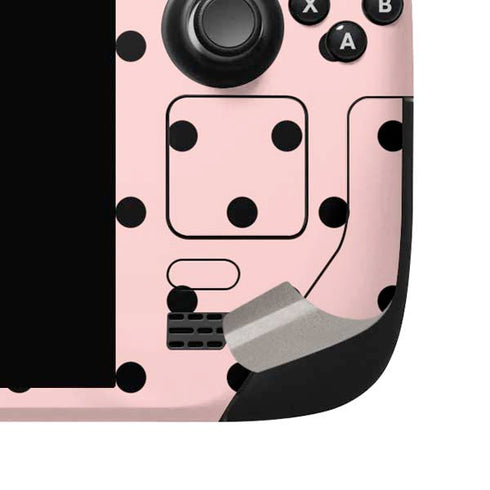 Pink and Black Polka Dots Steam Deck Handheld Gaming Computer OLED Skin