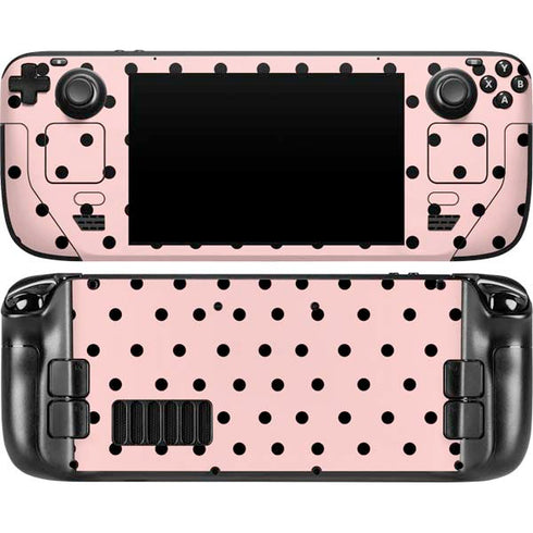 Pink and Black Polka Dots Steam Deck Handheld Gaming Computer Skin