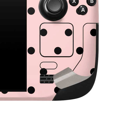 Pink and Black Polka Dots Steam Deck Handheld Gaming Computer Skin