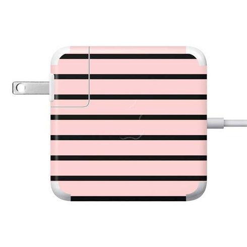Pink and Black Stripes 85W Power Adapter (15 and 17 inch MacBook Pro Charger) Skin