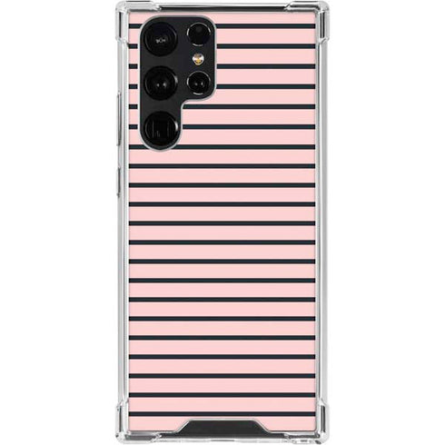 Pink and Black Stripes Galaxy S23 Ultra Clear Case