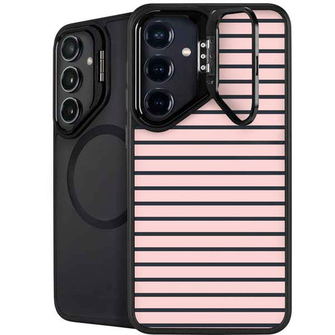 Pink and Black Stripes Galaxy S24 Kickstand Case