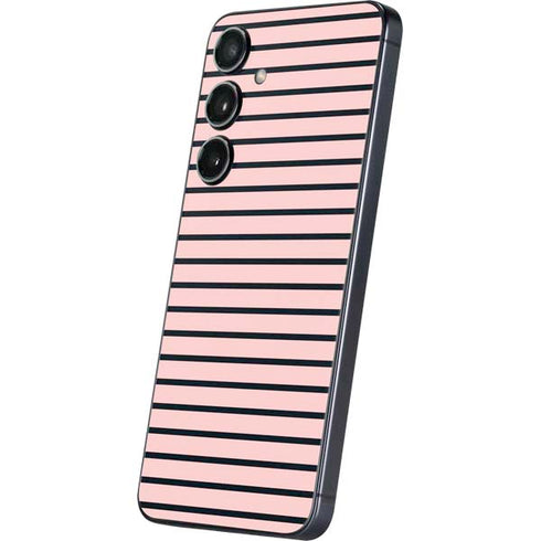 Pink and Black Stripes Galaxy S25 Skin