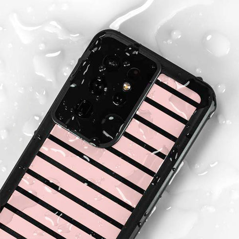 Pink and Black Stripes Galaxy S24 Ultra Waterproof Case