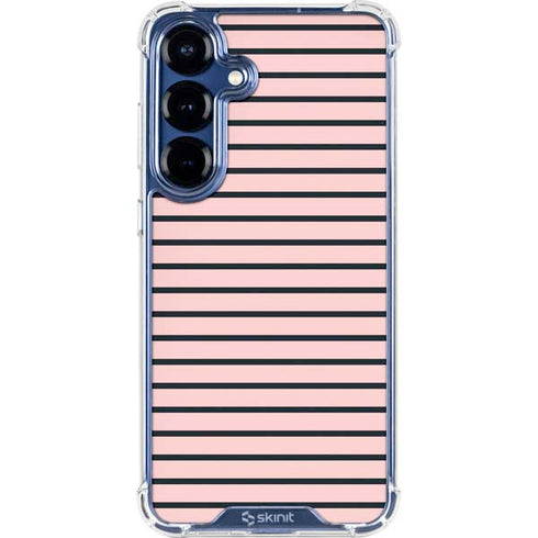 Pink and Black Stripes Galaxy S25 Clear Case