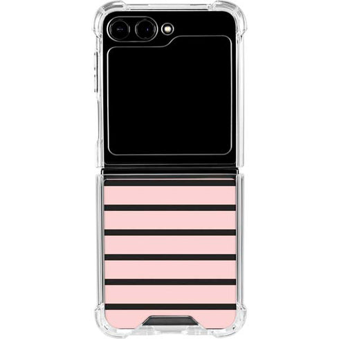 Pink and Black Stripes Galaxy Z Flip6 Clear Case