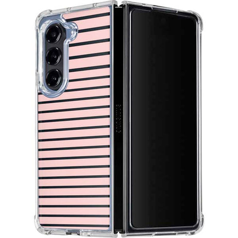 Pink and Black Stripes Galaxy Z Fold5 5G Clear Case