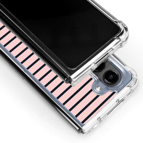 Pink and Black Stripes Galaxy Z Fold5 5G Clear Case