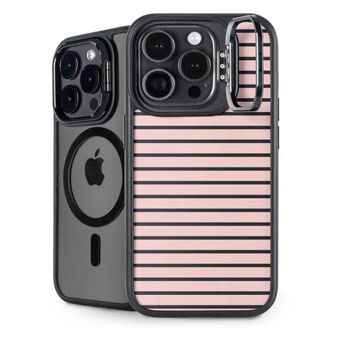 Pink and Black Stripes iPhone 15 Pro Max Kickstand Case