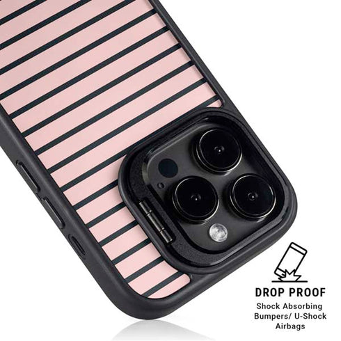 Pink and Black Stripes iPhone 15 Pro Max Kickstand Case