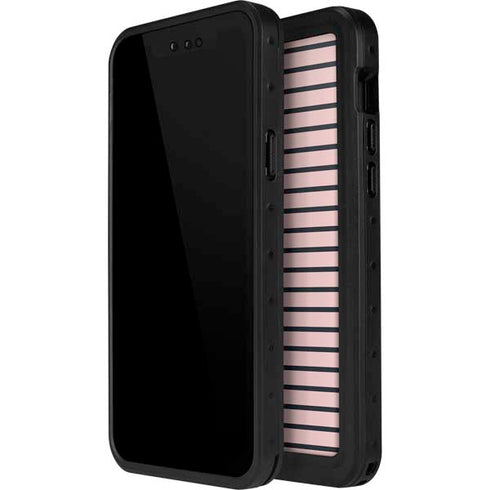 Pink and Black Stripes iPhone 15 Pro Waterproof Case