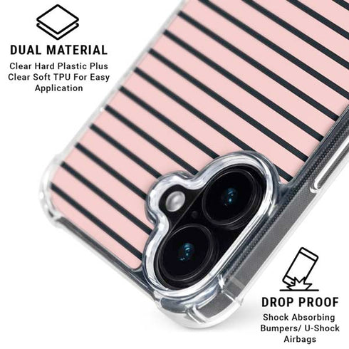 Pink and Black Stripes iPhone 16 Clear Case