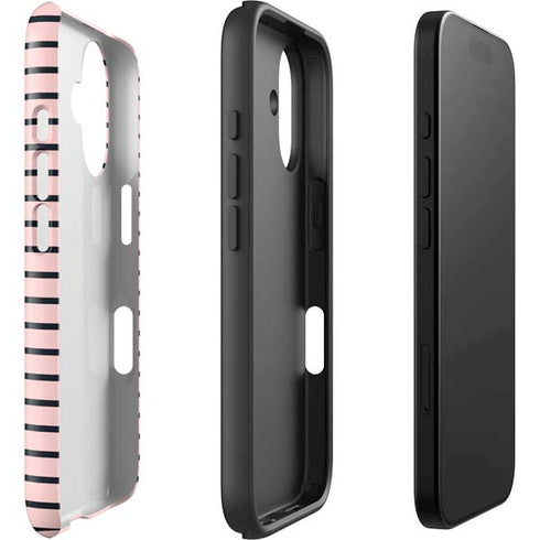 Pink and Black Stripes iPhone 16 Plus Impact Case