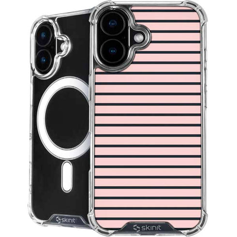 Pink and Black Stripes iPhone 16 Plus MagSafe Case