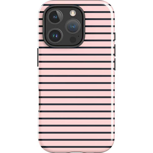 Pink and Black Stripes iPhone 16 Pro Impact Case