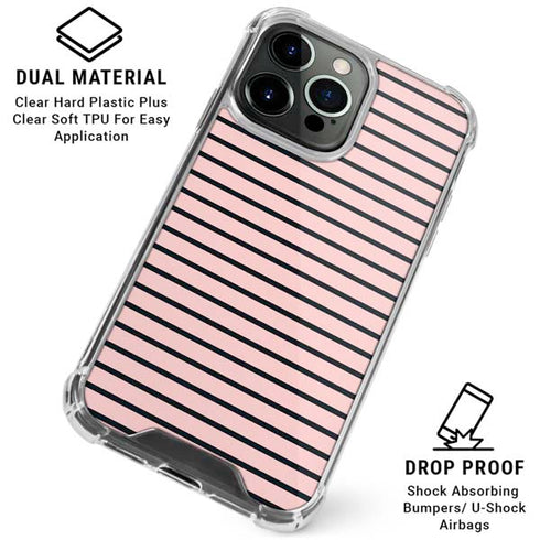 Pink and Black Stripes iPhone 16 Pro Max Clear Case