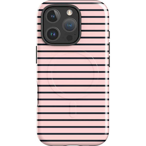 Pink and Black Stripes iPhone 16 Pro Max Magsafe Impact Case
