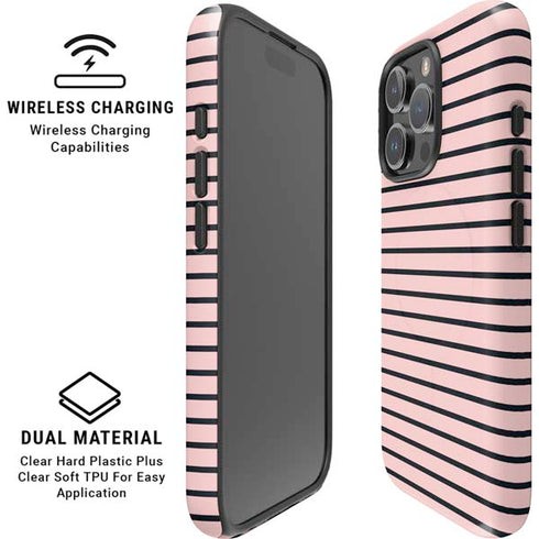 Pink and Black Stripes iPhone 16 Pro Max Magsafe Impact Case