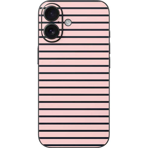 Pink and Black Stripes iPhone 16 Skin