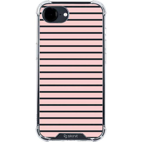 Pink and Black Stripes iPhone 16e Clear Case