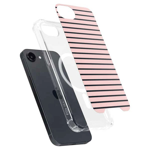 Pink and Black Stripes iPhone 16e MagSafe Case