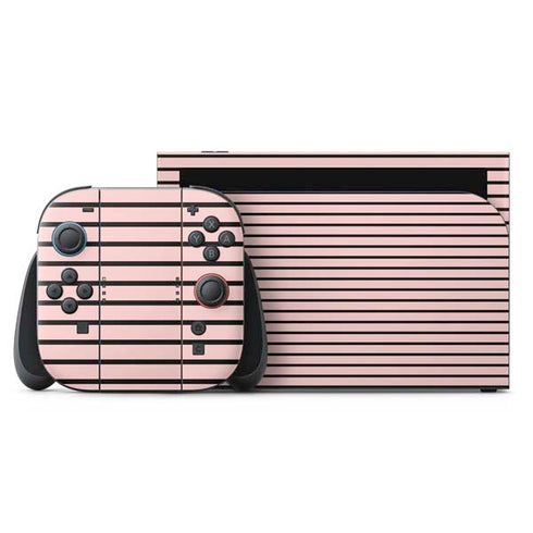 Pink and Black Stripes Nintendo Switch 2 (2025) with Joy-Con Skin