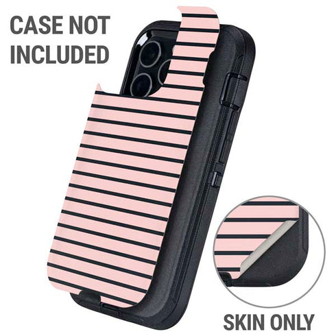 Pink and Black Stripes Otterbox Defender iPhone Skin