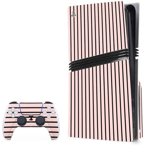 Pink and Black Stripes PS5 Pro Disk Bundle Skin