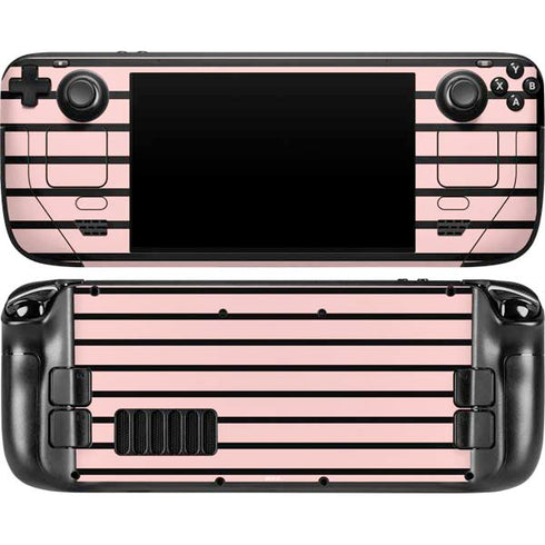 Pink and Black Stripes Steam Deck Handheld Gaming Computer OLED Skin