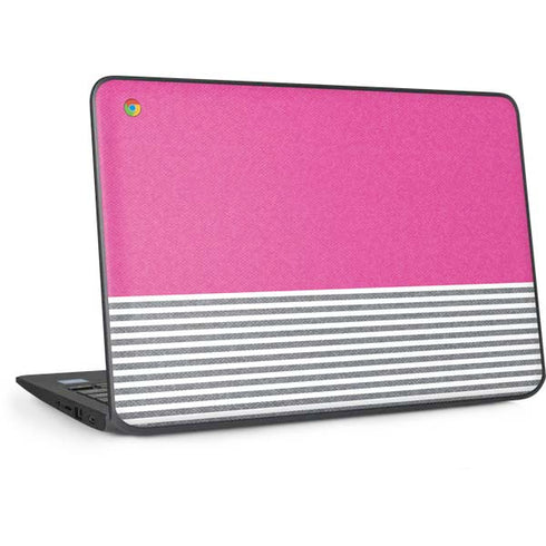 Pink and Grey Stripes HP Chromebook Skin
